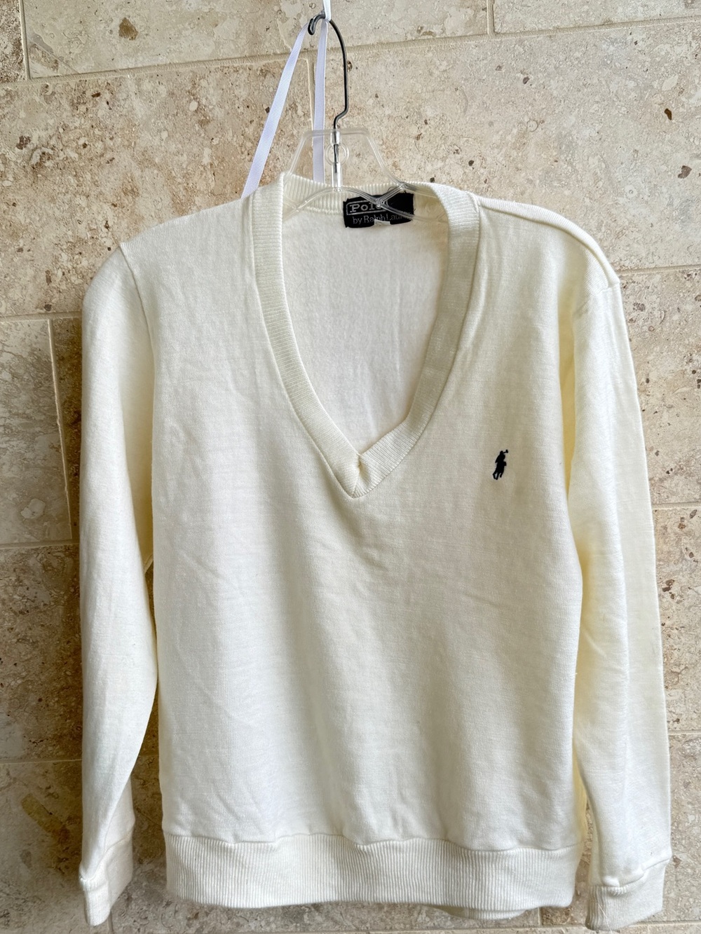 Vintage Polo by Ralph Lauren Cream V-Neck Sweater -